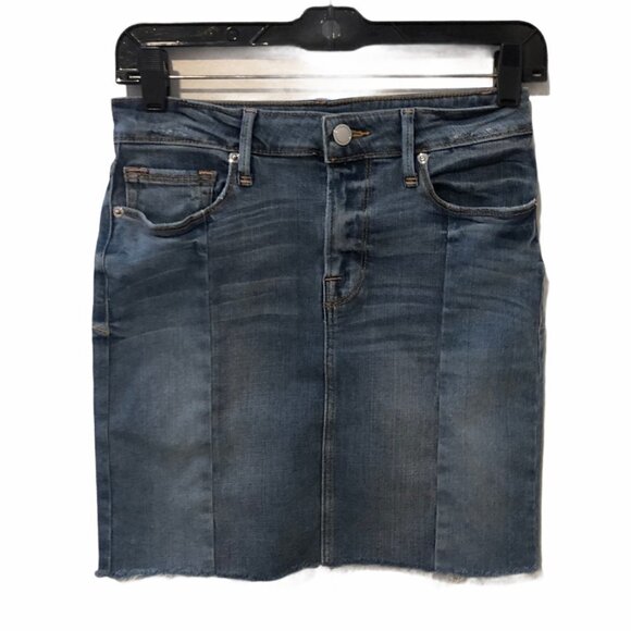 Good American Raw Hem Denim Jean Skirt - Picture 1 of 5